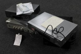 A Sharp VCR, Sony VCR, Sony DVD player, Hitachi stereo receiver,