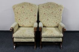 A pair of fireside rocking chairs
