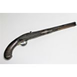 A 19th century percussion cap pistol CONDITION REPORT: Lacking hammer.