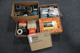 Five boxes of vintage projectors and camera developing equipment
