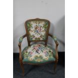 A salon armchair in tapestry fabric