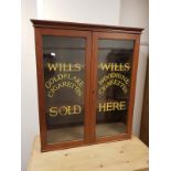 A Victorian and later display cabinet with "Wills Cigarettes" display,