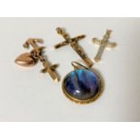 A group of gold including diamond set crucifix,