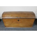 A 19th century oak dome topped shipping trunk