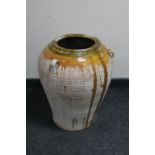 A large glazed pottery vase