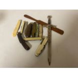 A group of antique and later pocket knives,