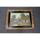A black and gilt framed 20th century continental school oil on canvas,