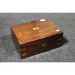 A Victorian rosewood brass bound fitted writing box