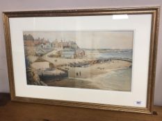 Bernard Benedict Hemy : Cullercoats Bay, watercolour, 50 cm x 26 cm, signed and dated 1896.