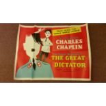 CINEMA, quad crown poster, Great Dictator 1956 Re-Release Charlie Chaplin, folded, VG
