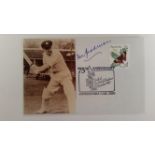 CRICKET, signed envelope by Don Bradman, in the style of a commemorative cover for his 75th