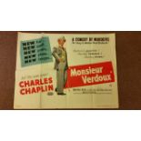 CINEMA, quad poster, Monsieur Verdoux 1947 Charlie Chaplin, folded, VG