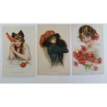 GLAMOUR, postcards, American girls, inc. Harper, Pearl Fidler, Underwood, Alice Fidler, Earl