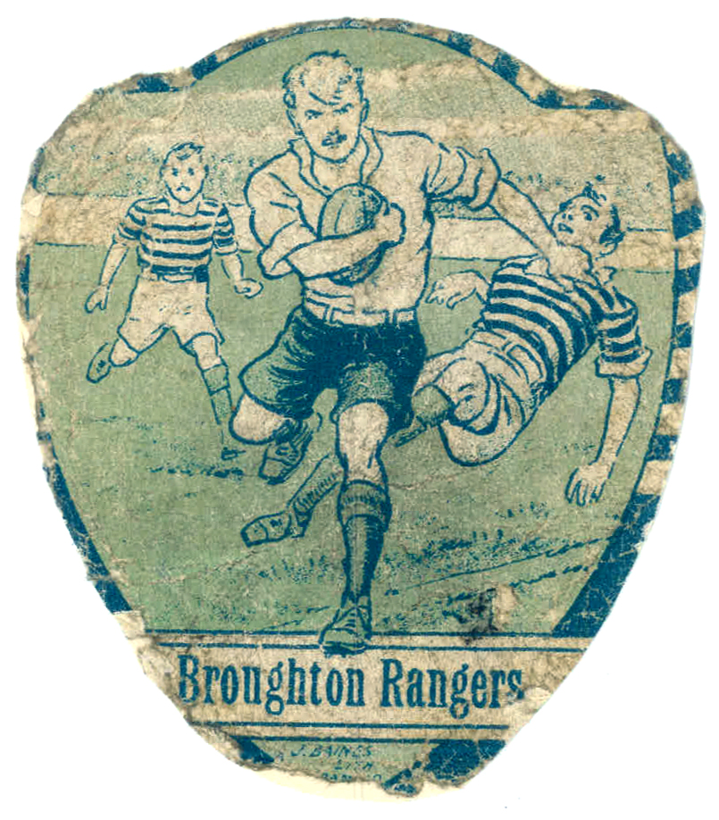 BAINES, shield-shaped cards, inc. rugby (8), Leigh, United Services, Broughton Rangers etc., Leeds