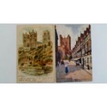 POSTCARDS, topographical selection, mainly art style, inc. West Witton, The Bridge Settle, Miners