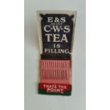 C.W.S., booklet style opening pin holder, complete with pins, CWS tea advert to reverse, about G