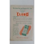 TRADE, opening leaflet for The Astley Dye and Chemical Co. Ltd Bolton, advertising CLEBO, light