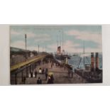 POSTCARD, shipping, art style, SS Teutonic at Landing Stage Liverpool, VG