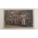 POSTCARD, Bradford,(?) showing charabanc and passengers outside Hare & Hounds pub, G