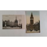 POSTCARDS, Manchester, Albert Square showing monument and horses & carriages & Town Hall, VG, 2