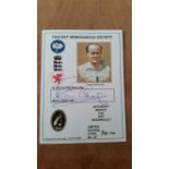 CRICKET, signed CMS card by Brian Close, 2007, LE54/100, EX