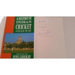 CRICKET, hardback edition of A History of Indian Cricket by Bose, signed stickers laid down to