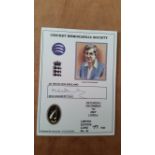 CRICKET, signed CMS card by Mike Brearley, 2007, LE77/100, EX