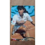 TENNIS, signed colour photo by Jennifer Capriati, full-length playing backhand, 4 x 6, VG