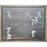 CRICKET, original action photo from 1931 Surrey v Sussex at The Oval, showing Allom fielding a cut