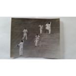 CRICKET, press photos, 1961 England v Australia, Headingley test, inc. Cowdrey batting, Burge out