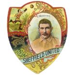 BAINES, shield-shaped football Card, Sheffield United, Needham inset, VG
