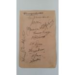 CRICKET, signed album page by Glamorgan (1933), signatures (12) inc. Clay, Davies, Dyson, Jones,