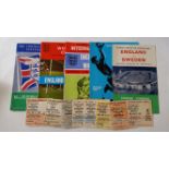 FOOTBALL, England home programmes, 1956-1973, inc. v Wales 1956, Italy & Sweden 1959 etc; 1959 Youth