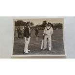 CRICKET, press photo, 1938, showing Bradman & Lyttleton at practice in Worcester, 6 x 4.5, VG