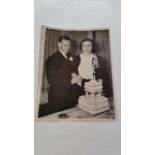 CRICKET, press photo of WA Brown & his wife cutting wedding cake, agency stamp to back (Sunday