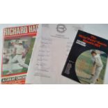 CRICKET, selection, inc. benefit brochures (2), Hadlee (signed), Mike Harris; signed team sheet by