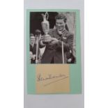 GOLF, signed piece by Peter Thomson (Open Champion 1954-6, 1958, 1965), laid down to card with