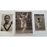 CRICKET, press photos, West Indies, The Three Ws, showing Walcott (batting in nets), Weekes (batting