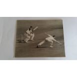 CRICKET, press photos, 1956, England v South Africa, showing Goddard batting in final test, agency