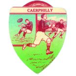 BAINES, shield-shaped rugby card, Caerphilly, action scene, , VG