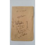 CRICKET, signed album page by Warwickshire (1933), signatures (11) inc. Wyatt, Kilner, Sanders,