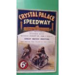 SPEEDWAY, Crystal Palace home programme, v Stamford Bridge (Chelsea), 25th Aug 1928, G