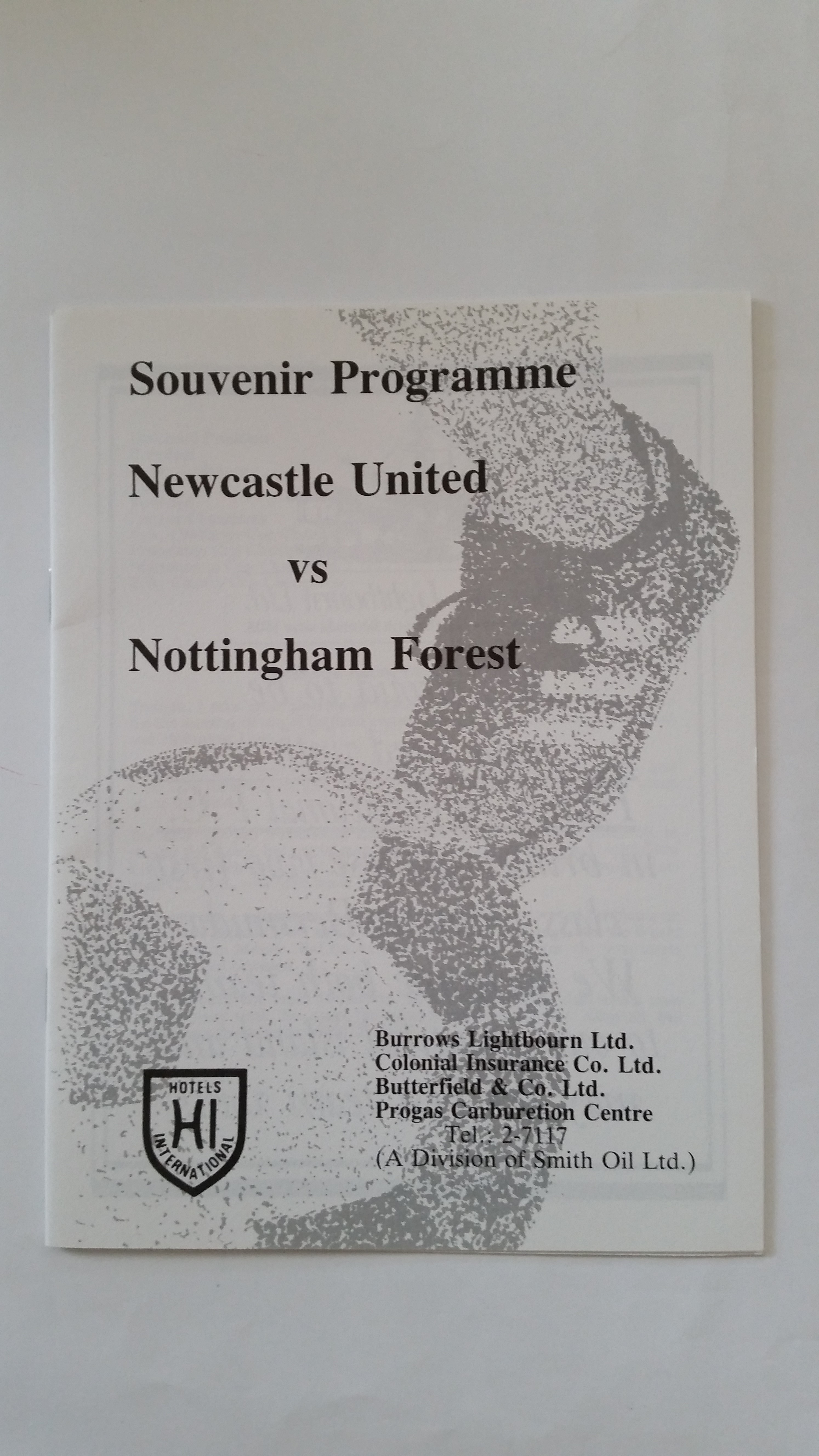 FOOTBALL, programme for pre-season match played in Bermuda, Nottingham Forest v Newcastle United,
