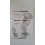 FOOTBALL, programme for pre-season match played in Bermuda, Nottingham Forest v Newcastle United,