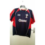 RUGBY, Wales, players shirts, inc. match worn red long-sleeved (Cotton Traders), c.1970 and blue