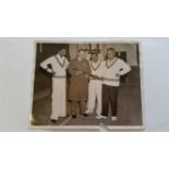 CRICKET, press photo, 1936 England v India, Hobbs meeting Gopalan, Jai & Visianagram, agency stamp