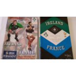 RUGBY UNION, France away programmes, at Ireland (10), 1963-2005; at Scotland (11), 1956-20014, G