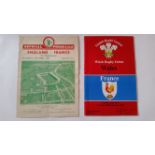 RUGBY UNION, France away programmes, at England 1947, first match between teams since 1931; at Wales