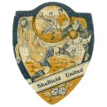 BAINES, shield-shaped football Card, Sheffield United, goal-mouth action, G