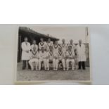 CRICKET, press photo of 1950 England XI team, for Kingston Cricket Festival, inc. Washbrook, date